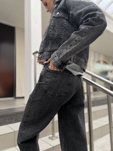 Byxor - Slfmarley wide jeans – dark grey