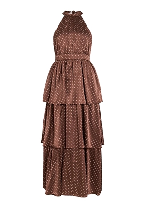 Klänningar - Vikimmie halterneck ankle dress – Shaved chocolat/dots Klänningar - Vikimmie halterneck ankle dress – Shaved chocolat/dots