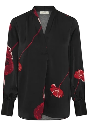 Blusar/Skjortar - DawnIW V-neck – Black Poppy Rose