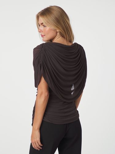 Toppar - Cottuna Drapy Mesh Top – Brown