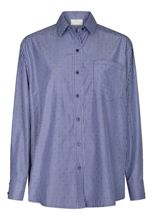 Blusar/Skjortor - Dalma B stripe stone shirt – Midnight blue