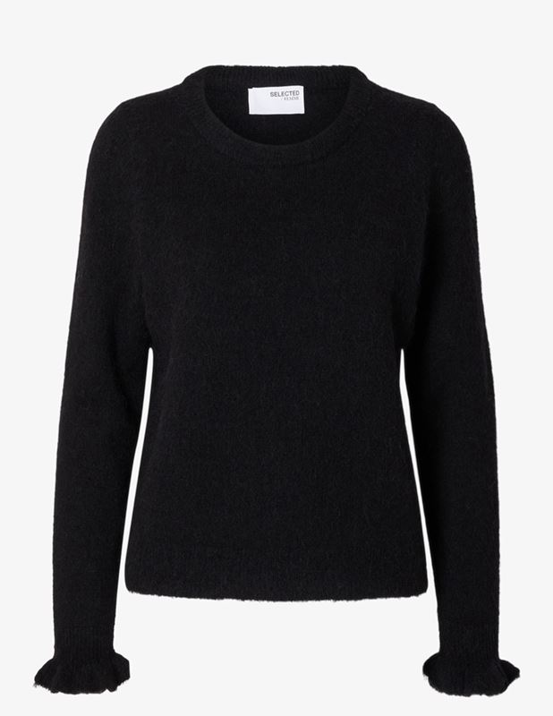 Tröjor/koftor - Slflulu Knit Frill Cuff o-neck – Black