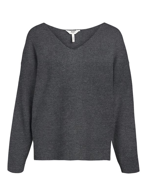 Tröjor/koftor - Objreynard v-neck pullover – Dark grey melan/col