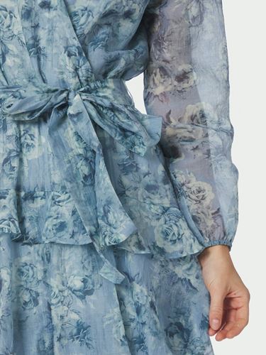 Klänningar - Denila Crepe Print Dress – Dusty blue