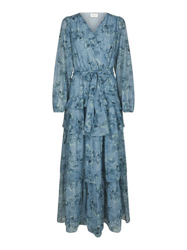 Klänningar - Denila Crepe Print Dress – Dusty blue