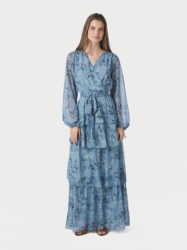 Klänningar - Denila Crepe Print Dress – Dusty blue