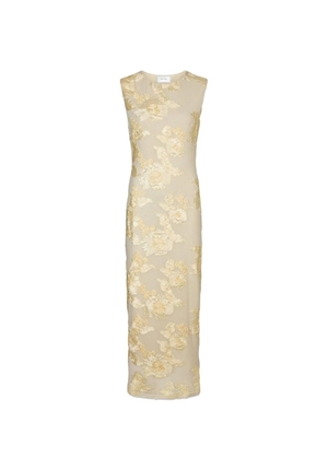 Klänningar/Tunikor - Trianna big flower mesh dress – Light Yellow