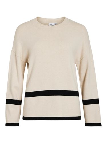 Tröjor/Koftor - Viril o-neck oversize knit top – Super light nat/black