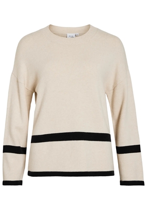 Tröjor/Koftor - Viril o-neck oversize knit top – Super light nat/black