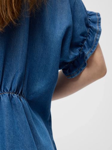 Toppar - Objframe 2/4 V-neck Top – Medium Blue Denim