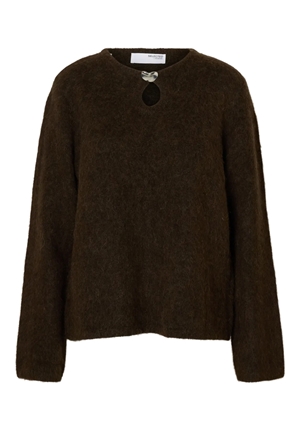 Tröjor/Koftor - Slflulu brushed knit keyhole o-neck – Delicioso/melange