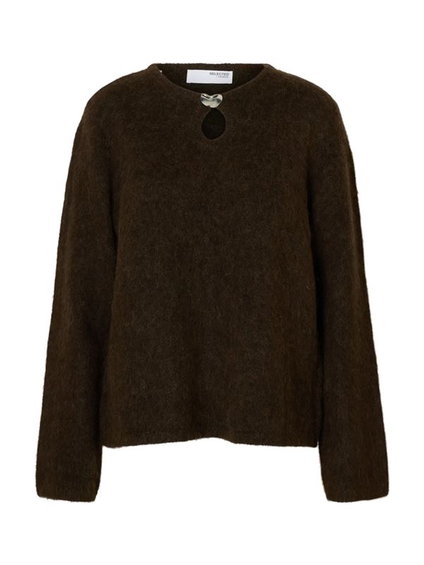 Tröjor/Koftor - Slflulu brushed knit keyhole o-neck – Delicioso/melange