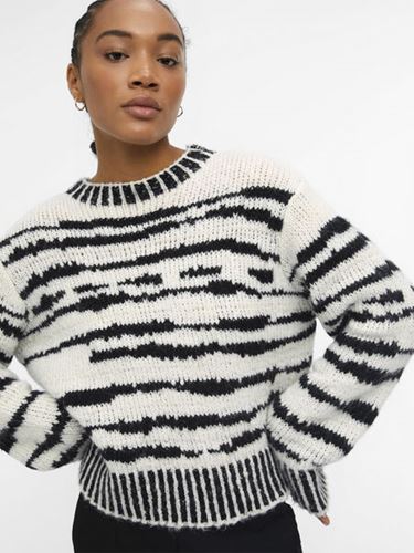 Tröjor&Koftor - Objcontessa o-neck knit pullover – black/white