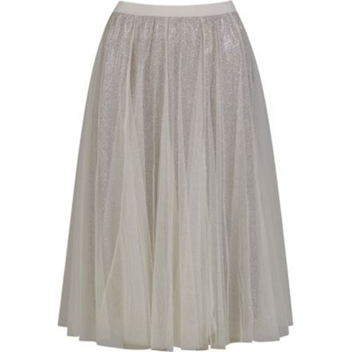 Kjolar - Skirt with plisse and glitter – Creme/Silver