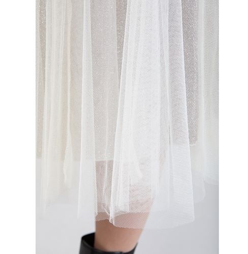 Kjolar - Skirt with plisse and glitter – Creme/Silver