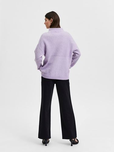 Tröjor/Koftor - Slfmola knit highneck – lilac breeze
