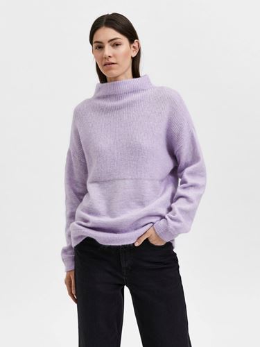 Tröjor/Koftor - Slfmola knit highneck – lilac breeze