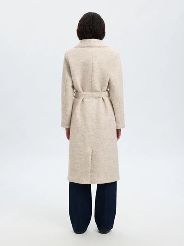 Kavajer/Ytterplagg - SLFrosa Boucle Wool Blend Coat – Sandshell/Melange