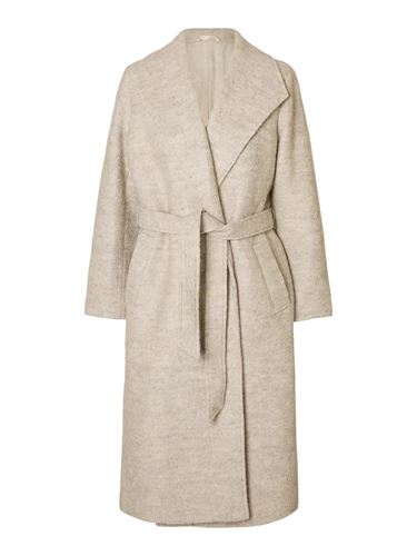 Kavajer/Ytterplagg - SLFrosa Boucle Wool Blend Coat – Sandshell/Melange