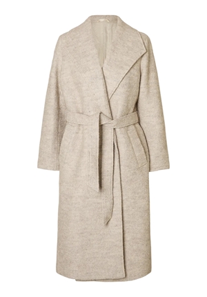 Kavajer/Ytterplagg - SLFrosa Boucle Wool Blend Coat – Sandshell/Melange