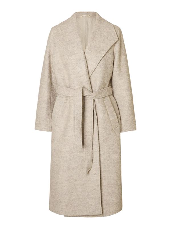Kavajer/Ytterplagg - SLFrosa Boucle Wool Blend Coat – Sandshell/Melange