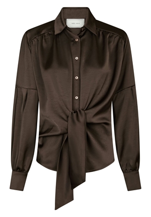 Blusar/Skjortor - Naja satin shirt – Dark brown Blusar/Skjortor - Naja satin shirt – Dark brown