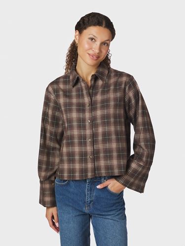 Blusar/Skjortor - Jaylin Flannel Check Shirt – Dark Taupe