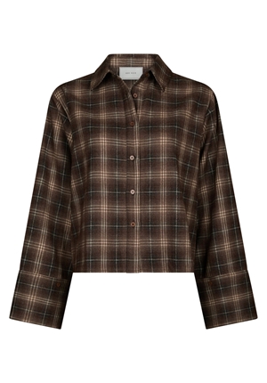 Blusar/Skjortor - Jaylin Flannel Check Shirt – Dark Taupe