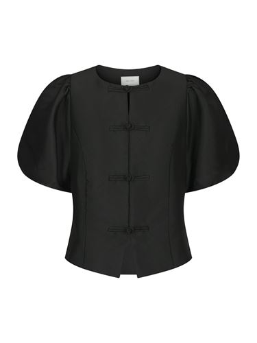 Blusar/Skjortor - Anela Mandarin Dull Satin Blouse – Black