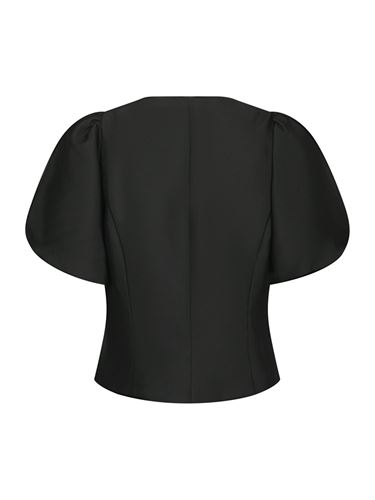 Blusar/Skjortor - Anela Mandarin Dull Satin Blouse – Black