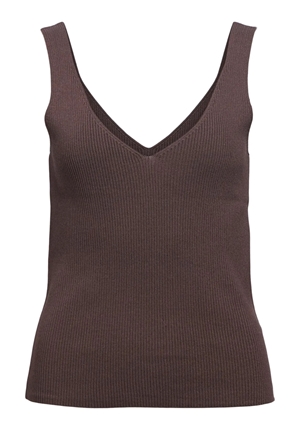 Toppar - Objkuni Thess Singlet Knit Top – Seal Brown