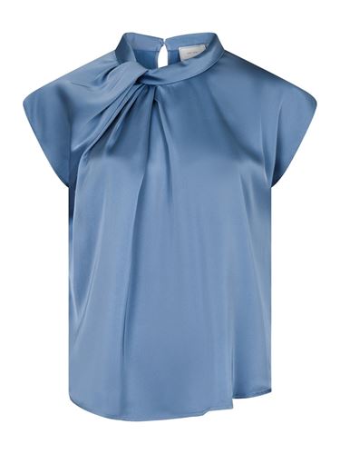 Blusar/Skjortor - Fleur drapy satin blouse – Dusty blue