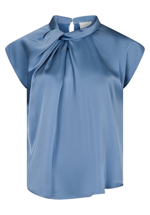 Blusar/Skjortor - Fleur drapy satin blouse – Dusty blue