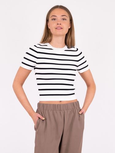 Toppar - Leah stripe knit tee – off white